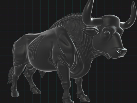 Black Bull Realistic Animal Sculpture 3D Modell