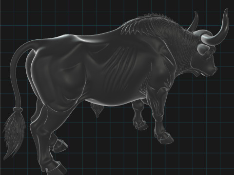 Black Bull Realistic Animal Sculpture 3D Modell
