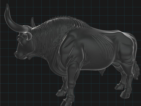 Black Bull Realistic Animal Sculpture 3D Modell