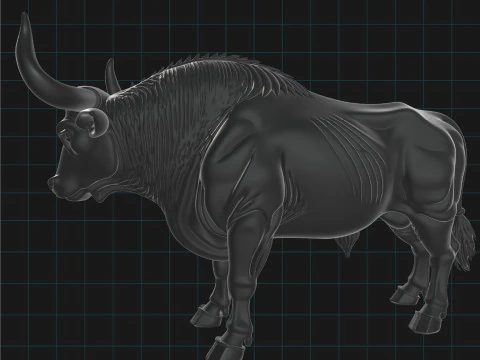Black Bull Realistic Animal Sculpture 3D Model