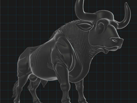 Black Bull Realistic Animal Sculpture 3D Modell