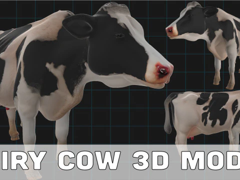 Realistisch melkkoe Holstein koemodel 3D Model