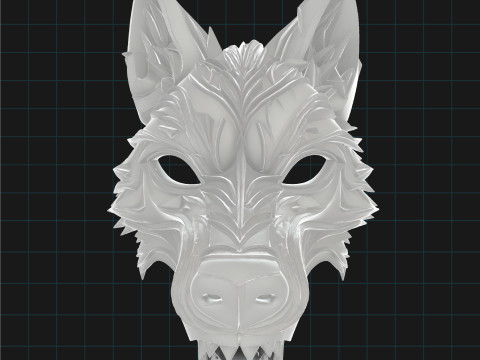 Stylized Wolf Mask Fantasy Animal Mask 3D 모델