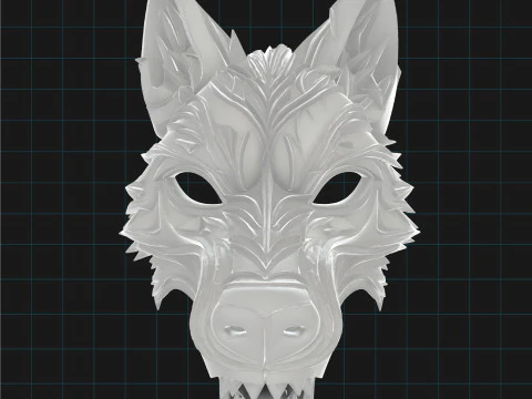 Masque de loup stylis&eacute; Masque d'animal fantastique Modèle 3D