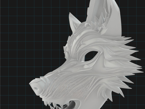 Stylized Wolf Mask Fantasy Animal Mask 3D 모델