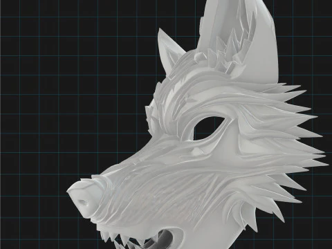 Masque de loup stylis&eacute; Masque d'animal fantastique Modèle 3D