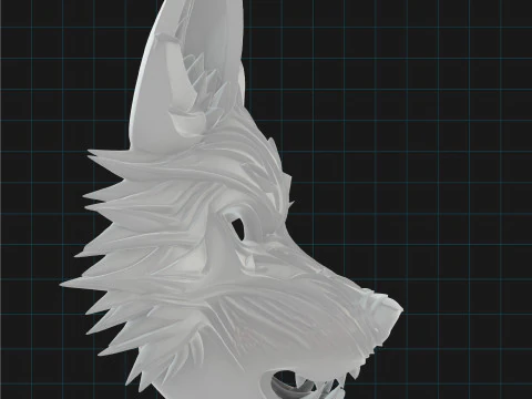 Masque de loup stylis&eacute; Masque d'animal fantastique Modèle 3D