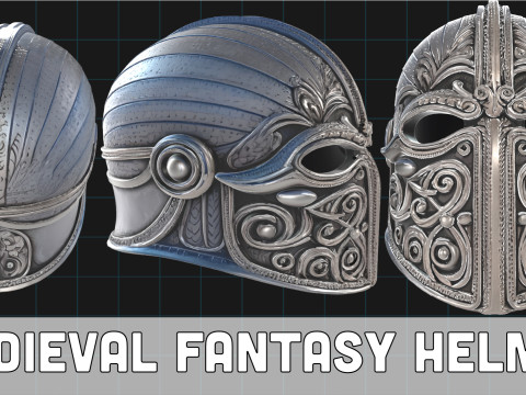 Medieval Fantasy Helmet Viking Warrior Armor Modelo 3D