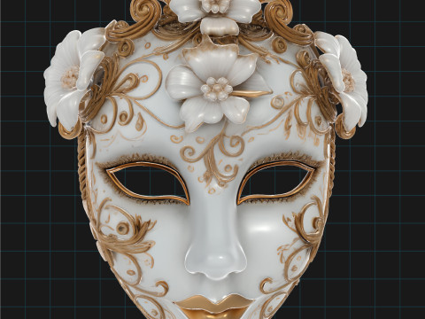 Elegant Venetian Mask Ornate Floral Carnival Mask Modelo 3D