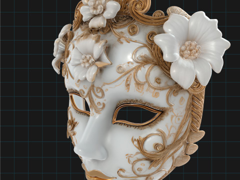 Elegant Venetian Mask Ornate Floral Carnival Mask Modelo 3D