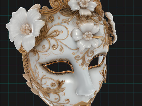 Elegant Venetian Mask Ornate Floral Carnival Mask Modelo 3D