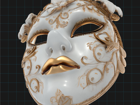 Elegant Venetian Mask Ornate Floral Carnival Mask Modelo 3D