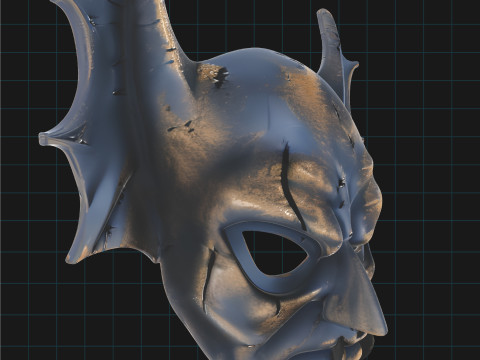 Demonic Skull Mask Fantasy Horror Helmet with Horns 3D Model
