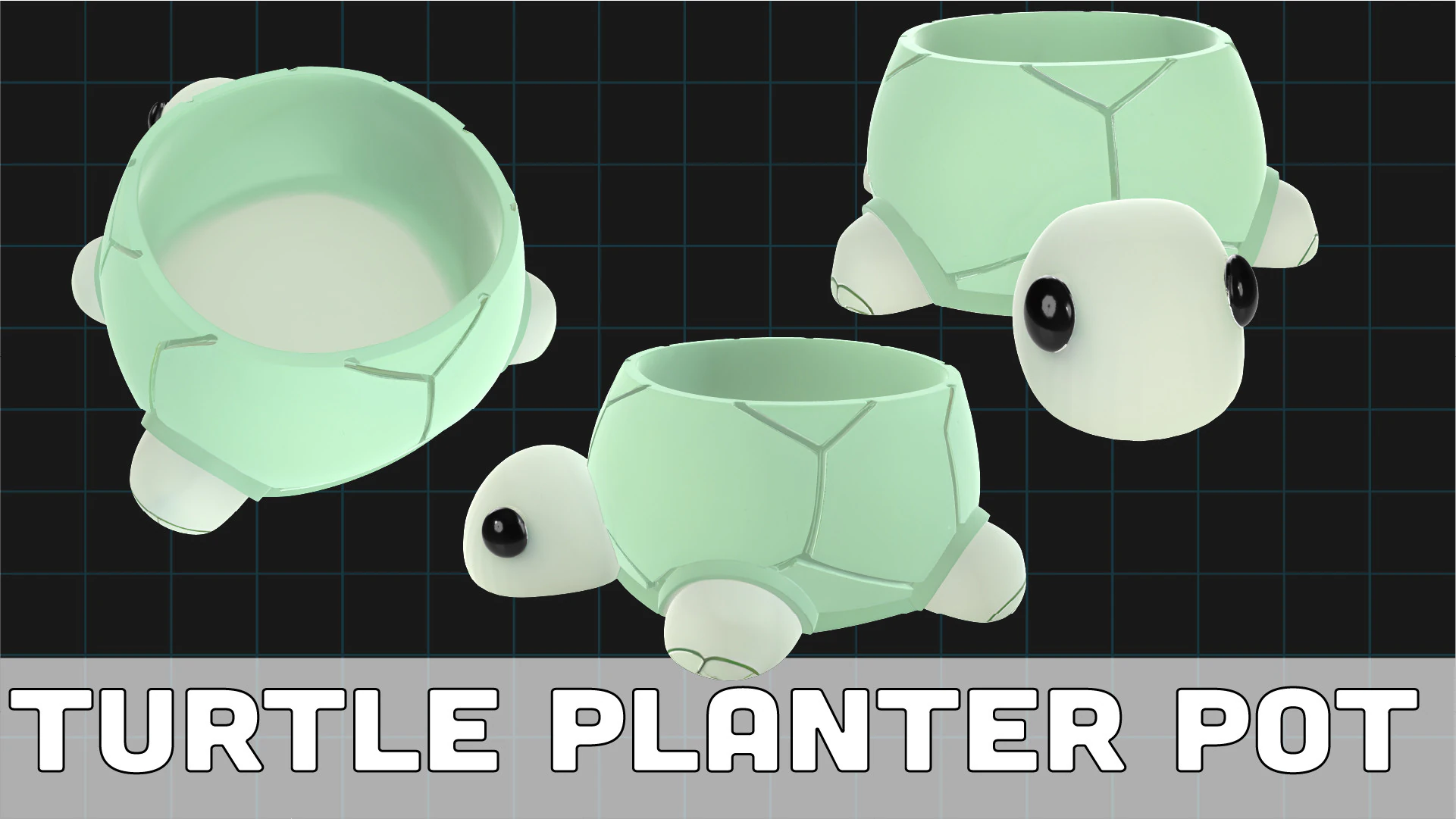 Turtle Planter Pot Cute Animal Container 3D Model .c4d .max .obj .3ds .fbx .stl .blend