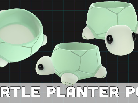 Turtle Planter Pot Cute Animal Container 3D Model