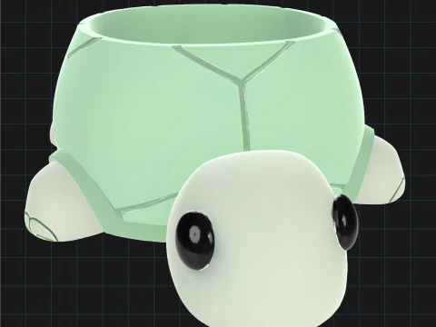 Turtle Planter Pot Cute Animal Container 3D Model