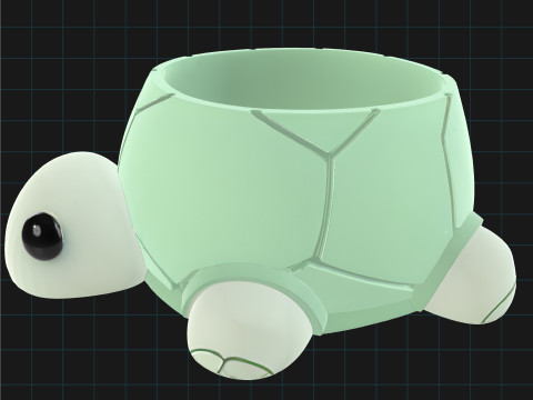 Turtle Planter Pot Cute Animal Container 3D Model