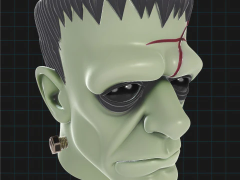 Frankenstein Head Planter Halloween Monster Pot 3D Model