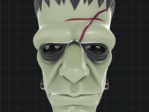 Frankenstein Head Planter Halloween Monster Pot 3Dモデル