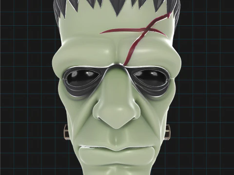 Frankenstein Head Planter Halloween Monster Pot 3D Model