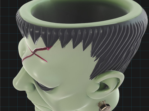 Frankenstein Head Planter Halloween Monster Pot 3Dモデル