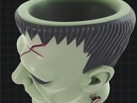 Frankenstein Head Planter Halloween Monster Pot 3D Model