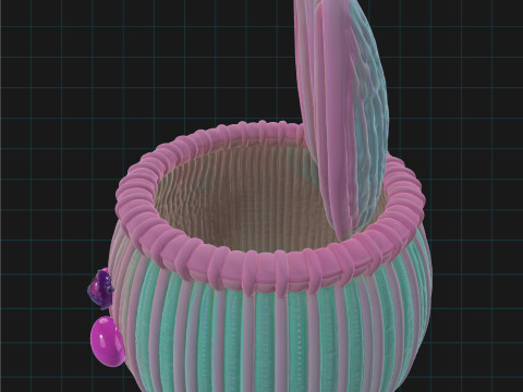 Easter Bunny Basket Confetti Pastel Cute Rabbit Container 3D Model