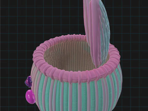 Easter Bunny Basket Confetti Pastel Cute Rabbit Container 3D Model