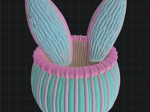 Easter Bunny Basket Confetti Pastel Cute Rabbit Container 3D Model