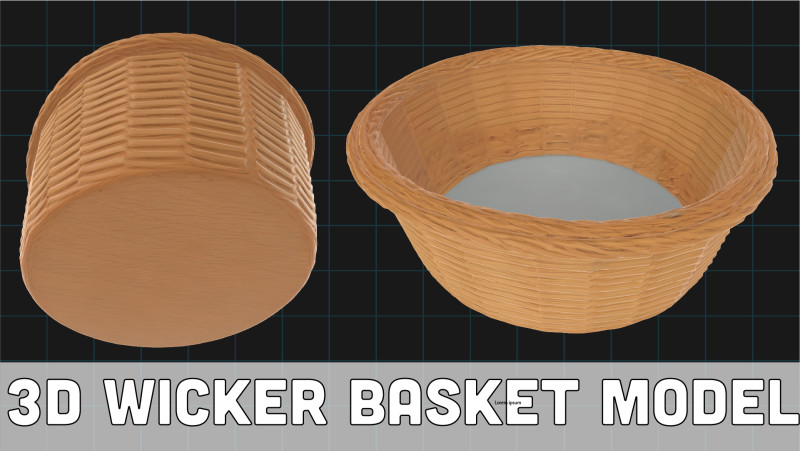 Sharing mode of 3D Wicker Basket Model Realistic Rattan Basket Prop Handwoven Storage Container 3D मॉडल .c4d .max .obj .3ds .fbx .stl .blend 