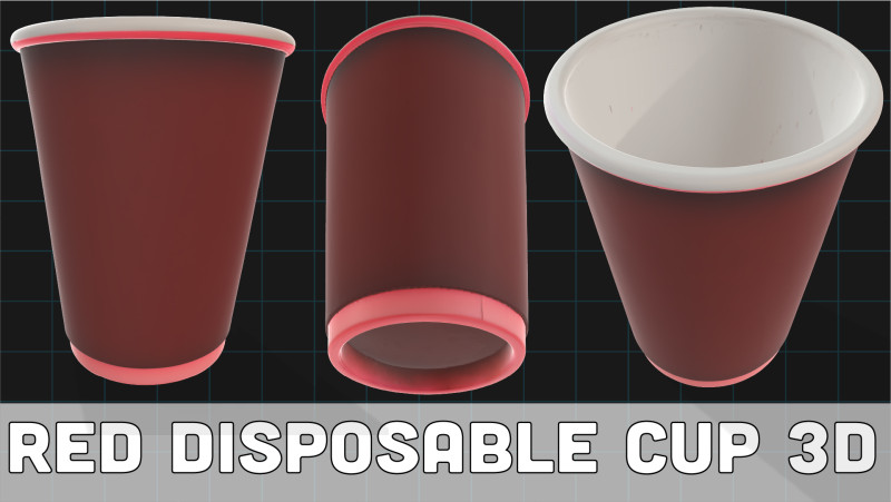 Red Disposable Cup Realistic Plastic Coffee Cup 3Dモデル .c4d .max .obj .3ds .fbx .stl .blend