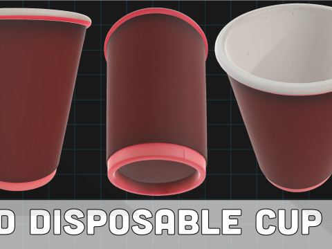 Red Disposable Cup Realistic Plastic Coffee Cup 3D Model