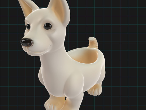 Dog Planter Cute Animal Flower Pot Cartoon Dog Pot Decor 3D Model