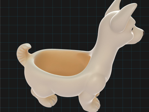 Dog Planter Cute Animal Flower Pot Cartoon Dog Pot Decor 3D Model