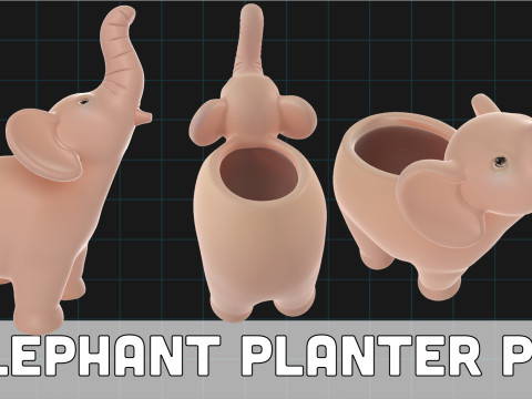 Elephant Planter Pot Cute Decorative Animal Pot Model 3D