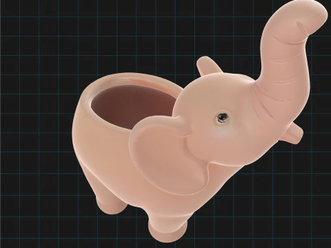 Elephant Planter Pot Cute Decorative Animal Pot 3D Model