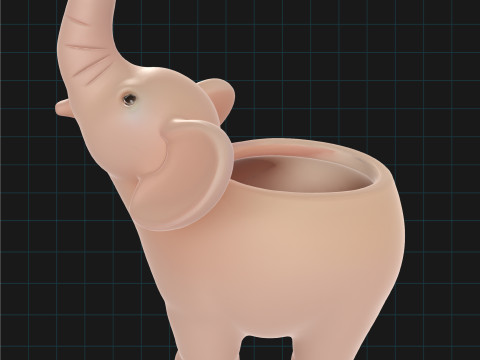 大象花盆可爱装饰动物盆 3D 模型