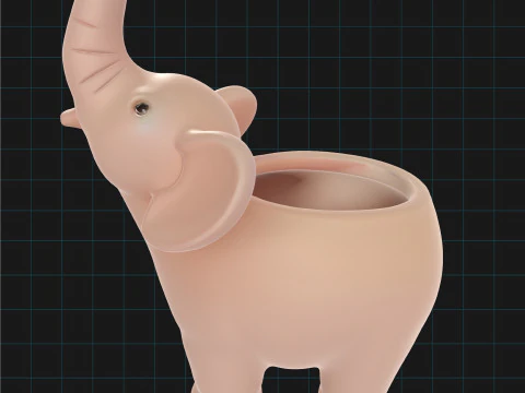 Elephant Planter Pot Cute Decorative Animal Pot 3D Model