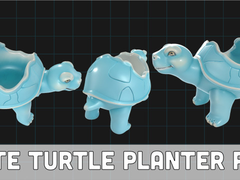Cute Turtle Planter Pot Cartoon Style Animal Container 3D Model