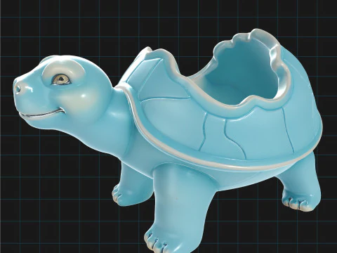 Cute Turtle Planter Pot Cartoon Style Animal Container 3D Model
