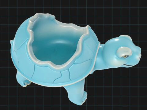Cute Turtle Planter Pot Cartoon Style Animal Container 3D Model