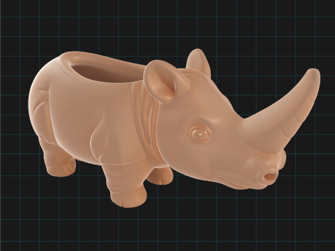 Rhino Planter Animal Shaped Pot Cute Ceramic Style Container Modello 3D