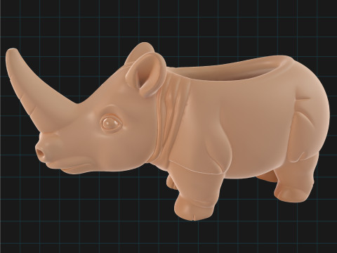 Rhino Planter Animal Shaped Pot Cute Ceramic Style Container Modello 3D