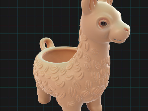 3D Llama Planter Pot Model Cute Animal Shaped Succulent Holder Decorative Ceramic 3D Model