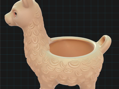 3D Llama Planter Pot Model Cute Animal Shaped Succulent Holder Decorative Ceramic 3D Model