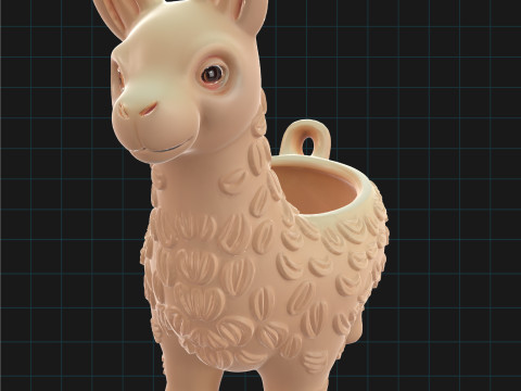 3D Llama Planter Pot Model Cute Animal Shaped Succulent Holder Decorative Ceramic 3D Model