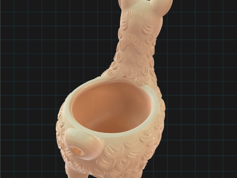 3D Llama Planter Pot Model Cute Animal Shaped Succulent Holder Decorative Ceramic 3D Model