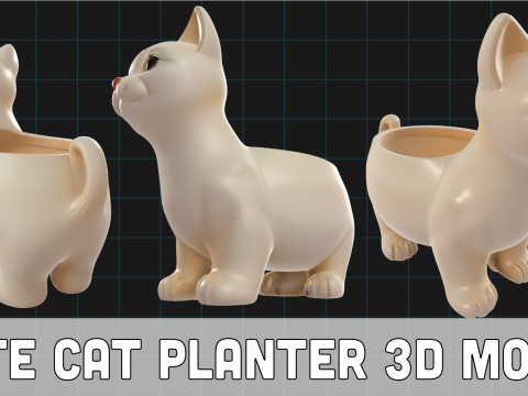 Cute Cat Planter Animal Pot for Plants Decorative Pet Planter 3D Modell