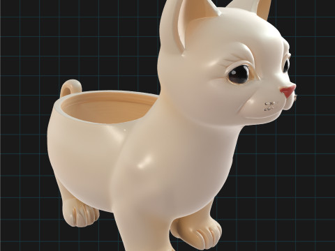 Cute Cat Planter Animal Pot for Plants Decorative Pet Planter Model 3D