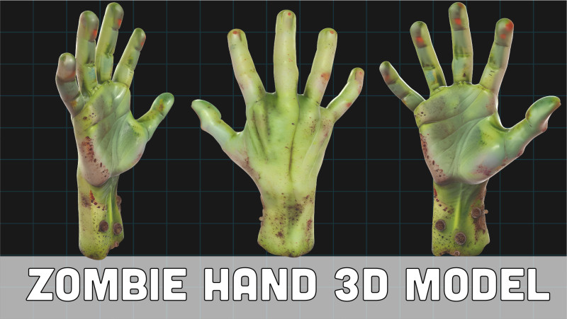 Zombie Hand Realistic Severed Monster Hand for Halloween Modello 3D .c4d .max .obj .3ds .fbx .stl .blend 